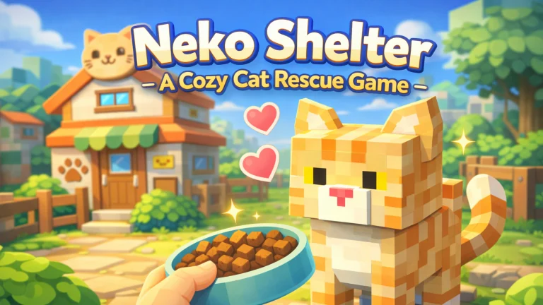 Neko Shelterで猫に餌をあげるゲームシーン